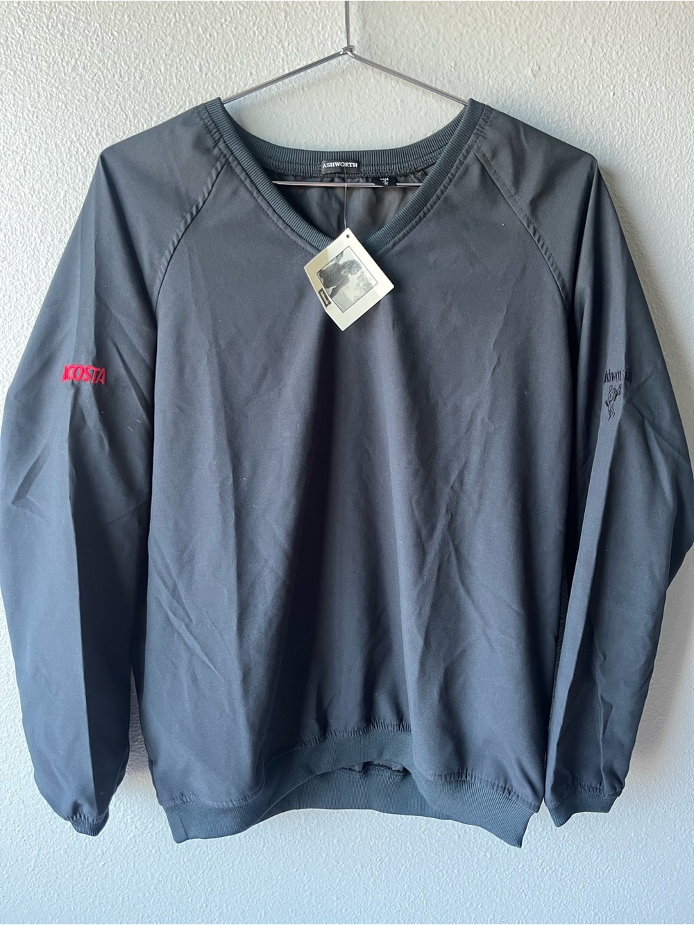 Ashworth Black V-Neck Men's Performance Sweater with Acosta Logo